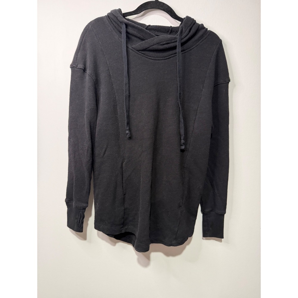 Mossimo Supply Co Womens Black Cowl Neck Hoodie Thumbhole Cuffs Size L